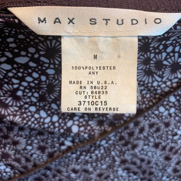 Max Studio Skirt A-Line Full Retro Brown and White Microprint Pattern - Picture 3 of 6
